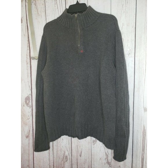 Polo Jeans Company Large Ralph Lauren Embroidered Gray Men 1/4 Zip Sweater - Picture 6 of 12